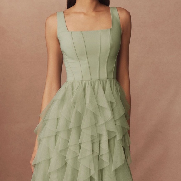 BHLDN Talia Square Neck Corset Tulle Midi Dress - Picture 3 of 6